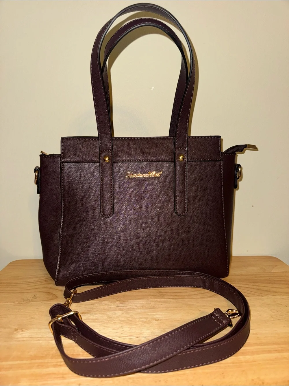 Montana West Coffee Satchel tote Saffiano crossbody bag